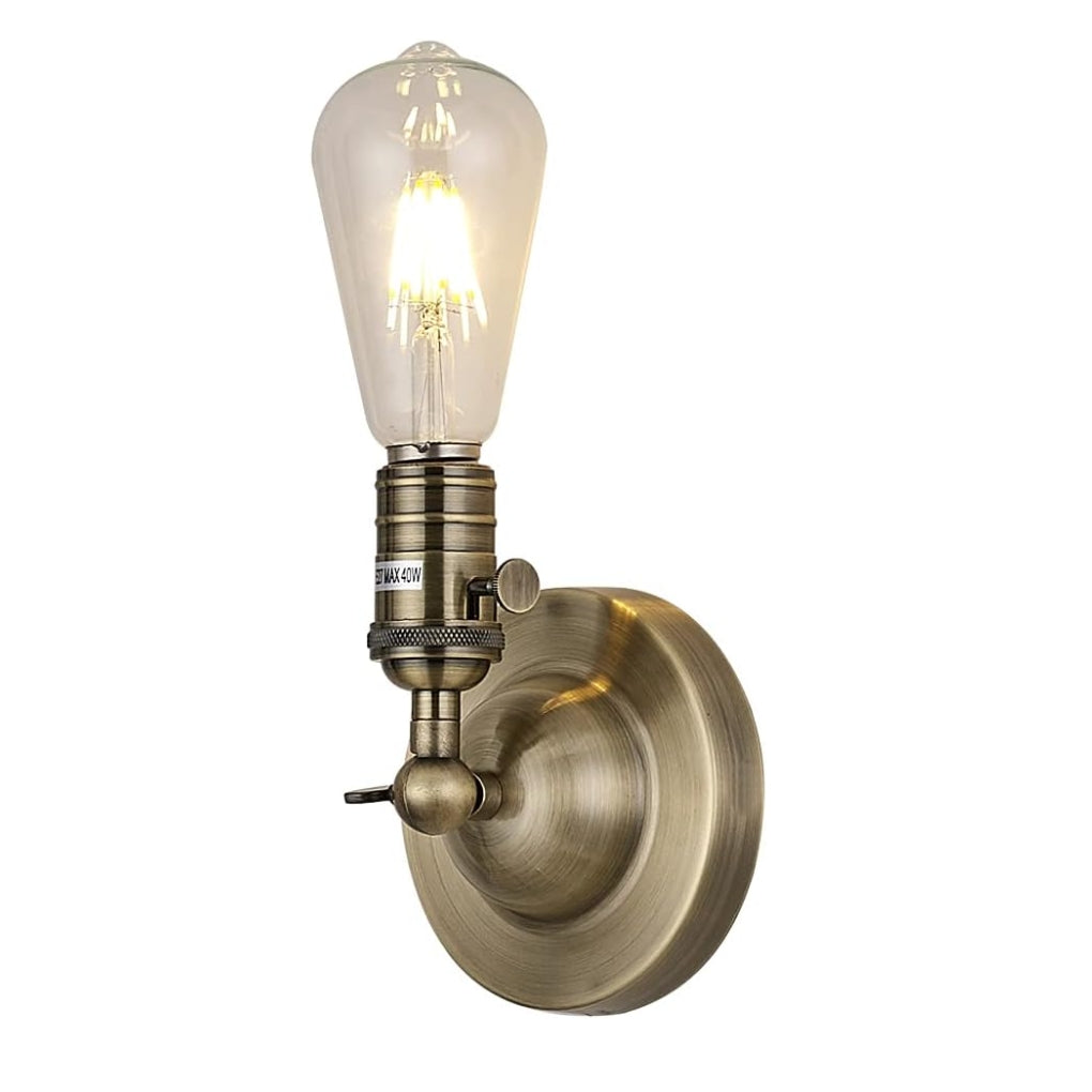 Metal Plated Vintage Wall Sconce (Antique Brass) with on/Off Switch