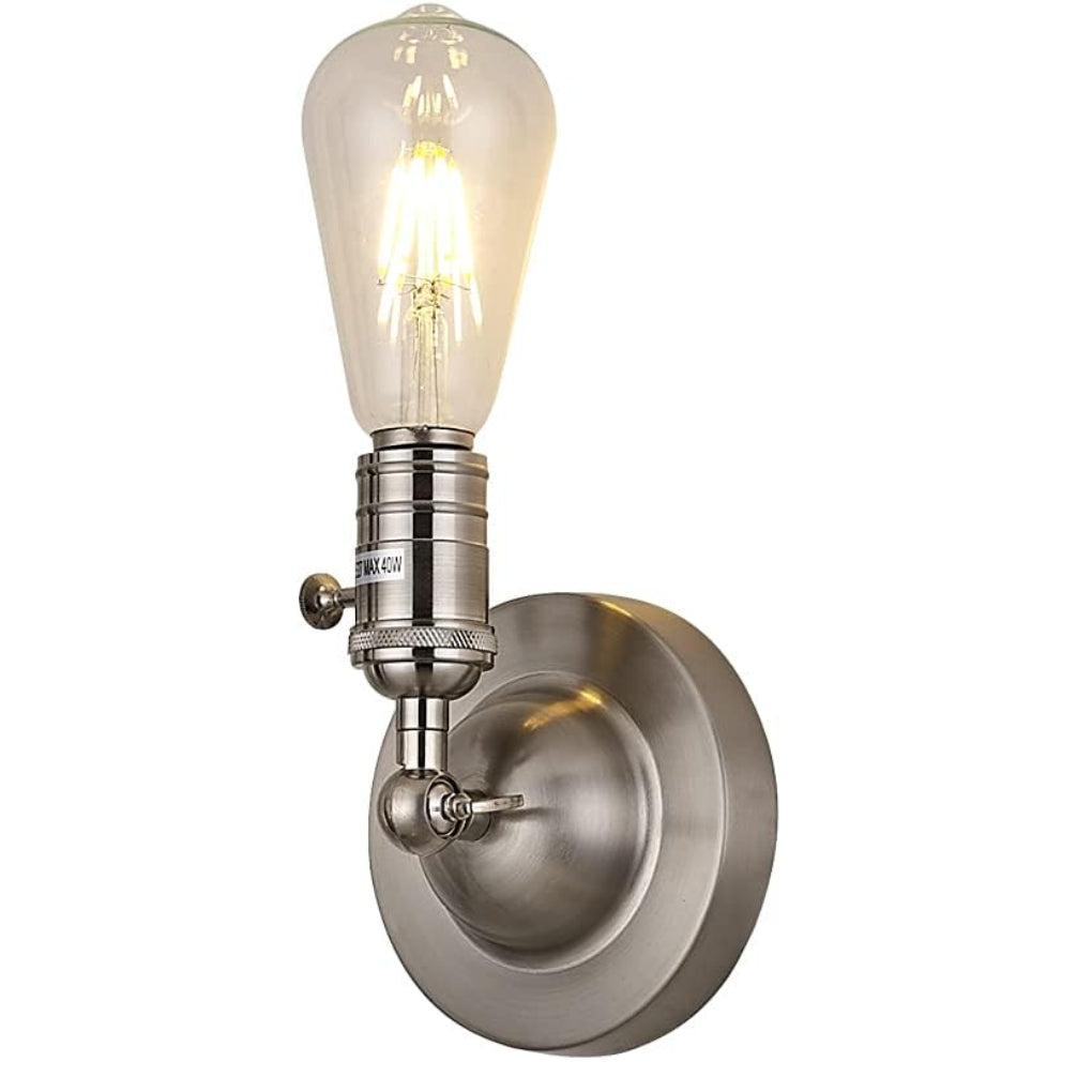 Metal Plated Vintage Wall Sconce with on/Off Switch and Adjustable Head - Polished Chrome