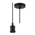 Matt Black Textile Braided Wire Cable Suspension, E27 Bulb Holder and Ceiling Rose