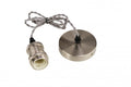 Chrome -Twisted Textile Braided Silver Wire Cable Suspension, E27 Bulb Holder and Ceiling Rose