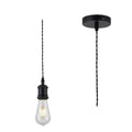 Matt Black with Twisted Braided Cable E27 Bulbholder and Metal Ceiling Rose