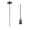 Black Chrome Textile Braided Brown Wire Cable Suspension, E27 Bulb Holder and Ceiling Rose