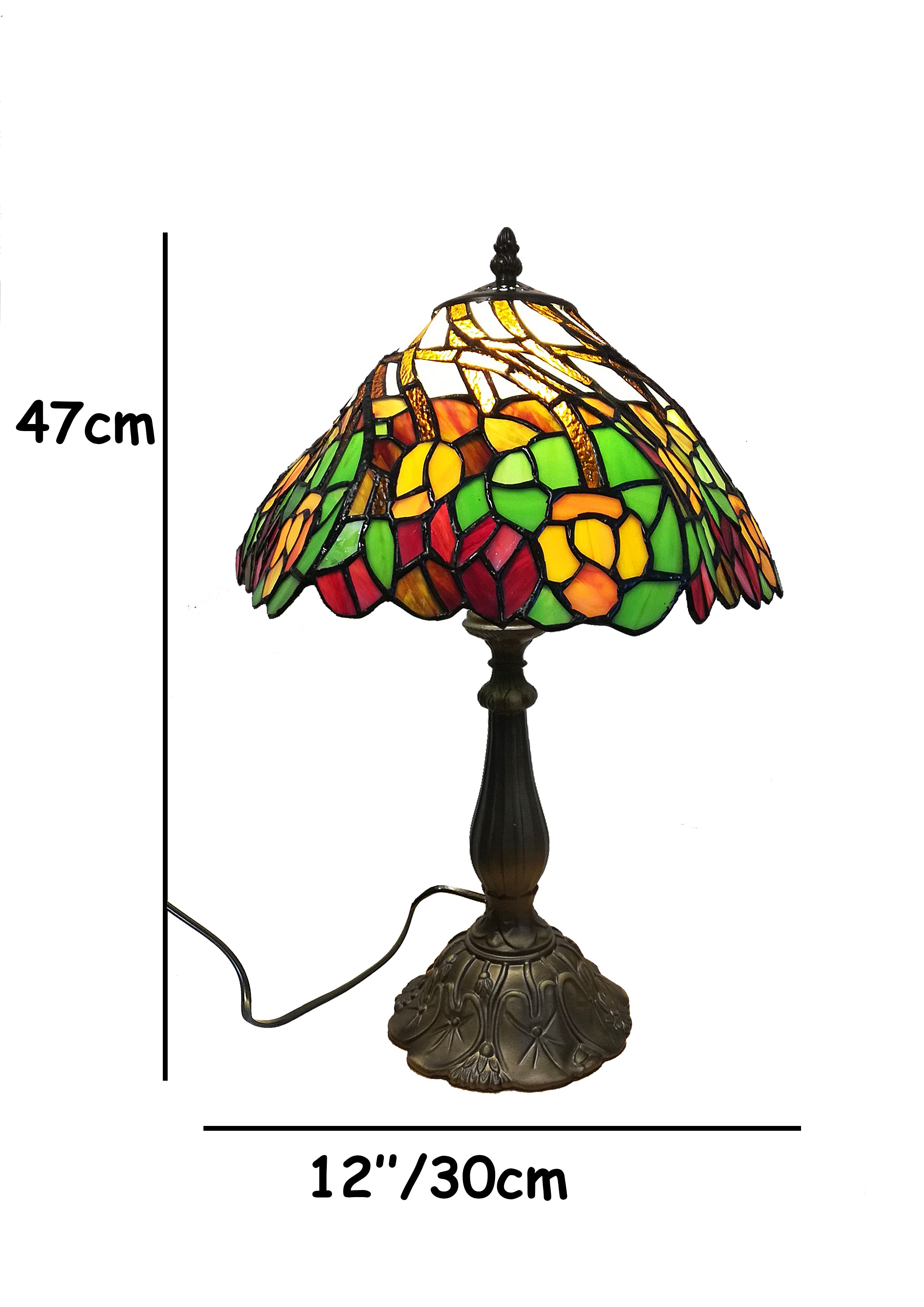 Classic Tiffany Stained Glass Table Lamp - 12 inch Diameter - (Twisting Tree)
