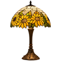 Classic Tiffany Stained Glass Table Lamp - 12 inch Diameter - (Sunflower Wall)