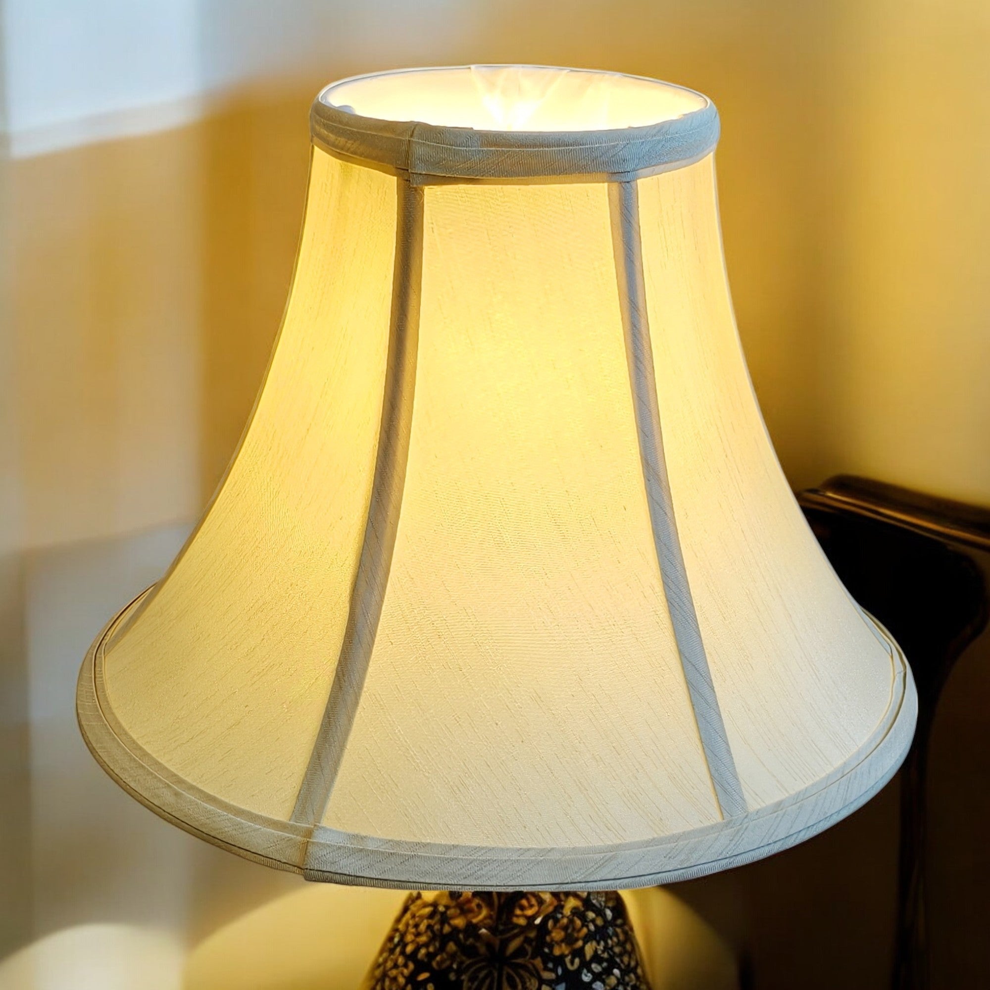 Bell-Shaped Faux Silk Lamp Shade, Cream White, Table Lamp Fitting - Available in 10inch, 12inch and 14inch
