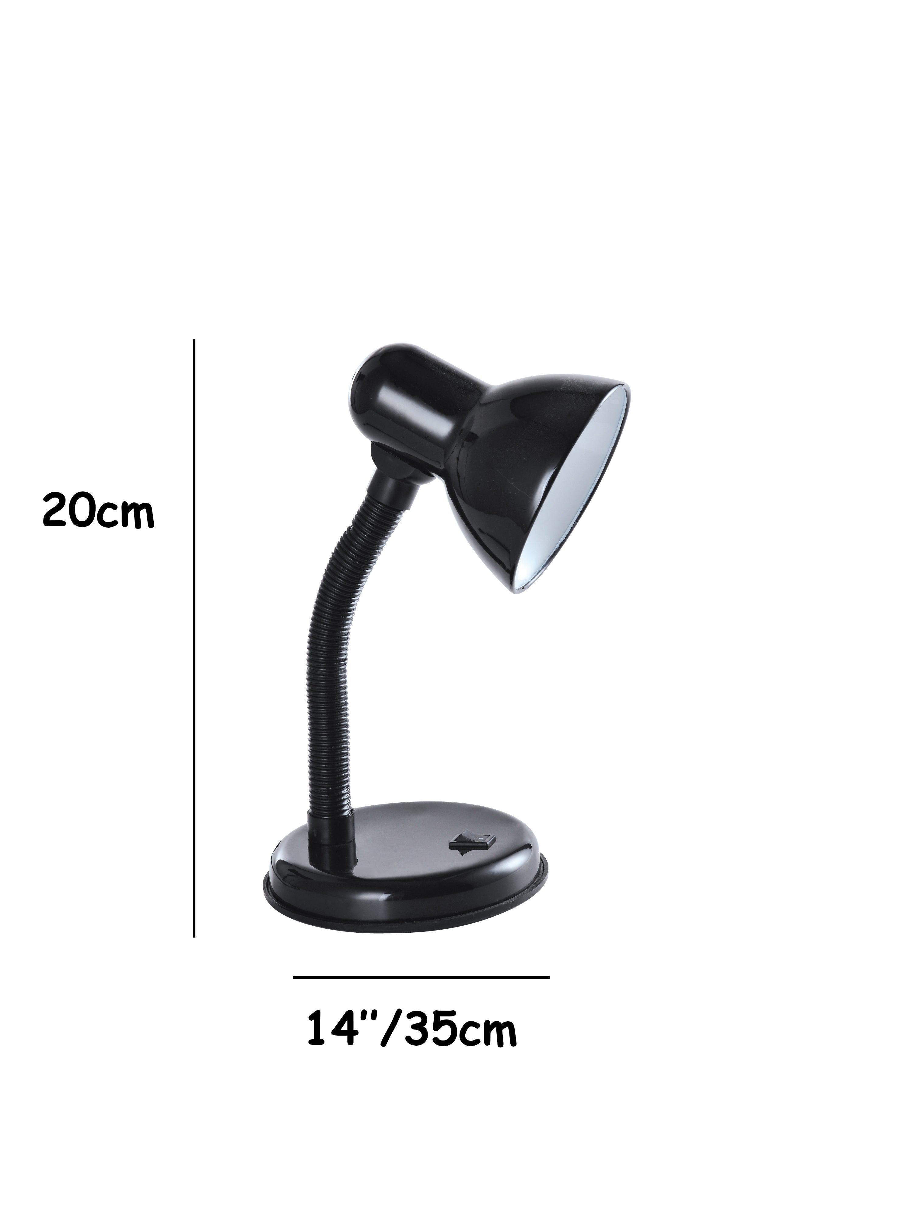 Classic Desk Lamp with a Versatile Flexible Neck, and Integral On/Off Switch, Mains UK Plug, Height 31cm, Ideal for Offices, Desks, and Bedside Lamps – [Energy Class A] (Black)