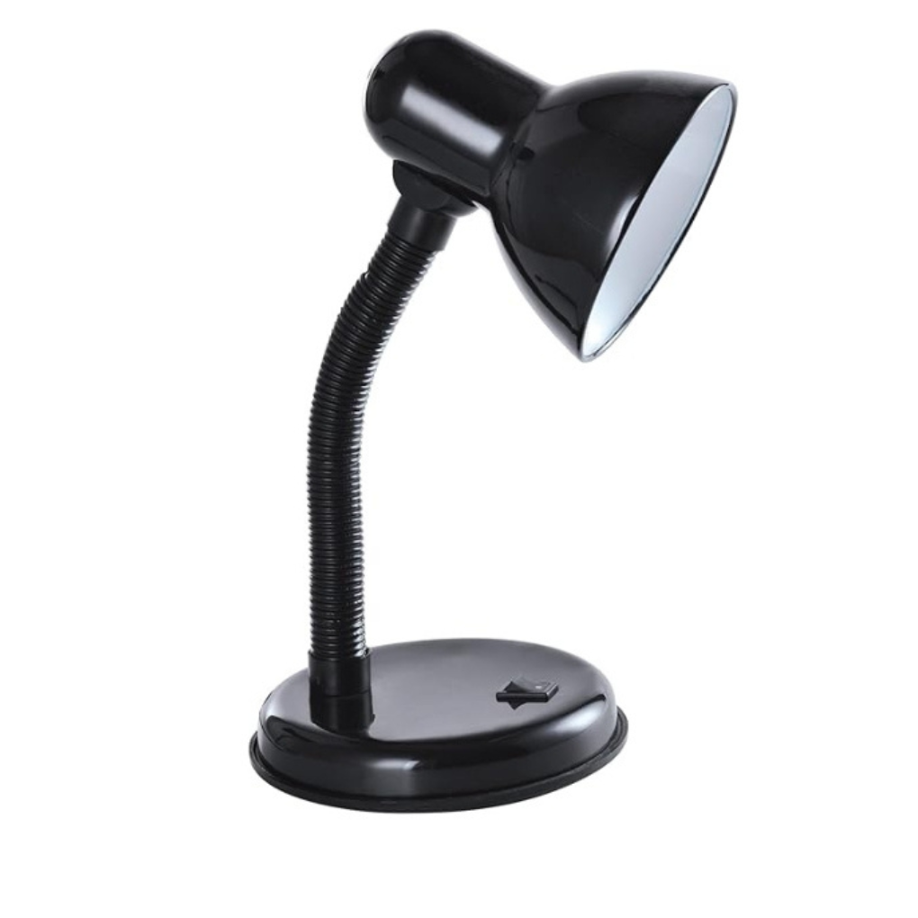 Classic Desk Lamp with a Versatile Flexible Neck, and Integral On/Off Switch, Mains UK Plug, Height 31cm, Ideal for Offices, Desks, and Bedside Lamps – [Energy Class A] (Black)