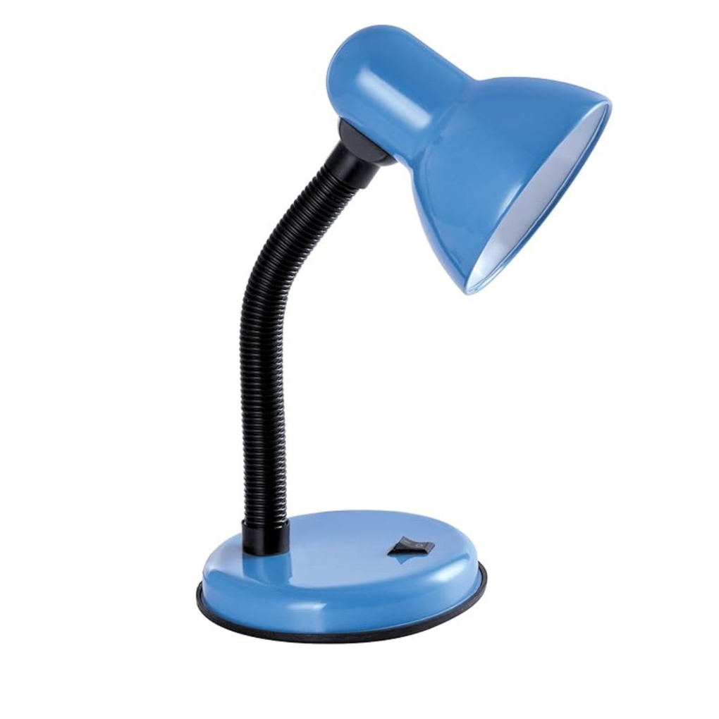 Classic Desk Lamp with a Versatile Flexible Neck, and Integral On/Off Switch, Mains UK Plug, Height 31cm, Ideal for Offices, Desks, and Bedside Lamps – [Energy Class A] (Blue)