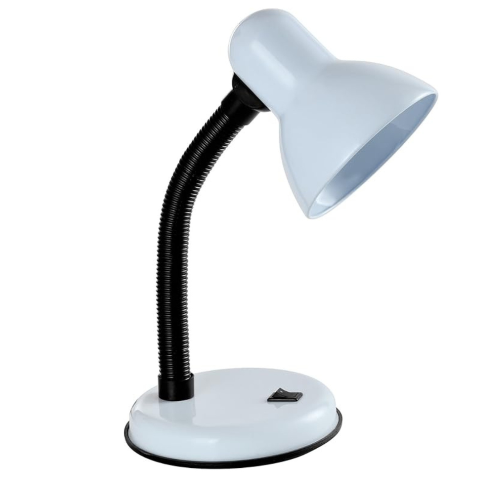 Classic Desk Lamp with a Versatile Flexible Neck, and Integral On/Off Switch, Mains UK Plug, Height 31cm, Ideal for Offices, Desks, and Bedside Lamps – [Energy Class A] (White)