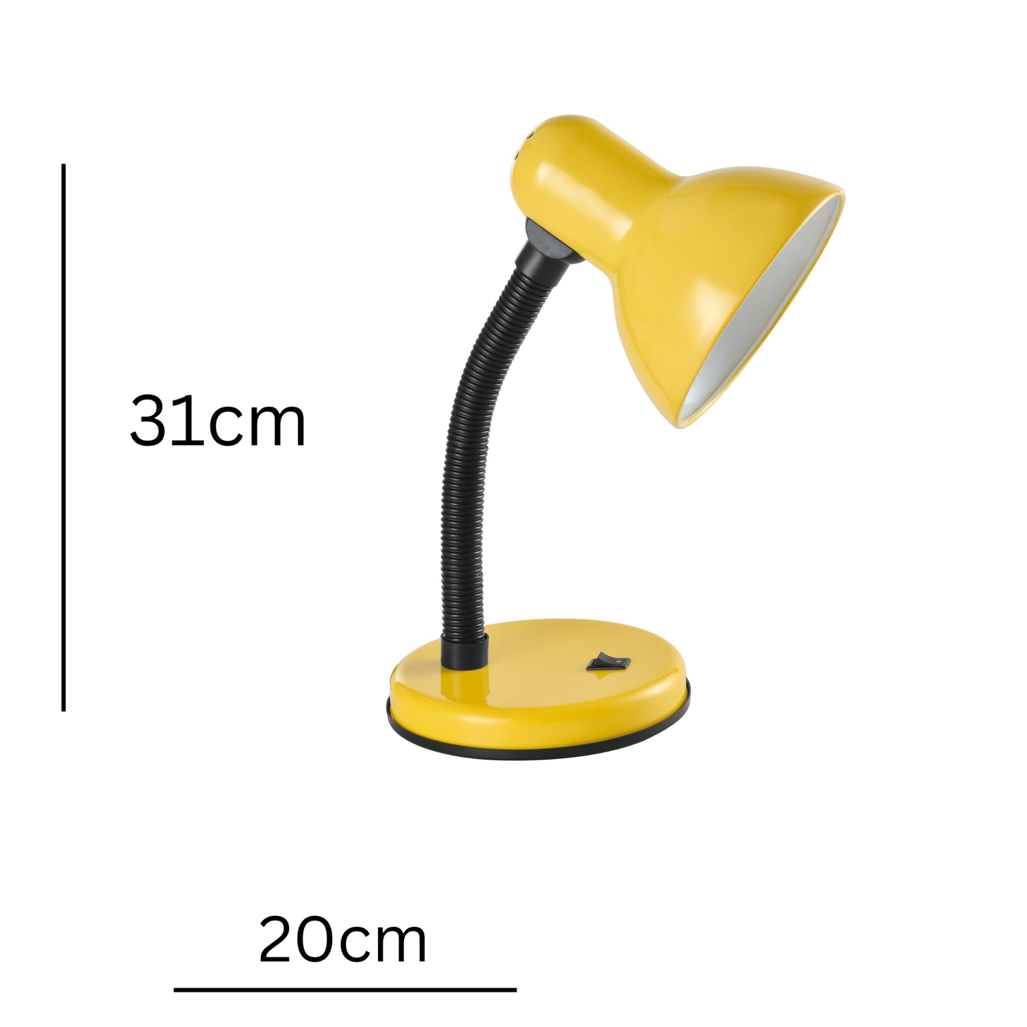 Classic Desk Lamp with a Versatile Flexible Neck, and Integral On/Off Switch, Mains UK Plug, Height 31cm, Ideal for Offices, Desks, and Bedside Lamps – [Energy Class A] (Yellow)