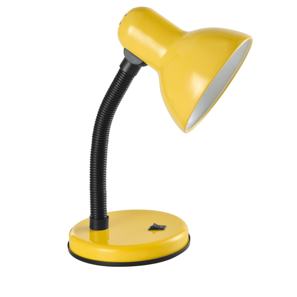 Classic Desk Lamp with a Versatile Flexible Neck, and Integral On/Off Switch, Mains UK Plug, Height 31cm, Ideal for Offices, Desks, and Bedside Lamps – [Energy Class A] (Yellow)