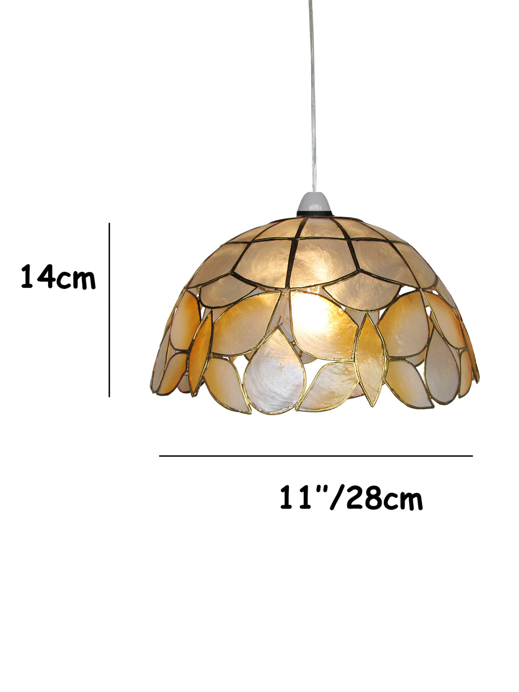 Capiz Shell Pendant Lampshade – Handcrafted Champagne Wild Butterfly Design, 30cm Diameter