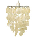 Shell Pendant Lampshade, 25 x 30 cm, Natural Capiz with Crystal Beads