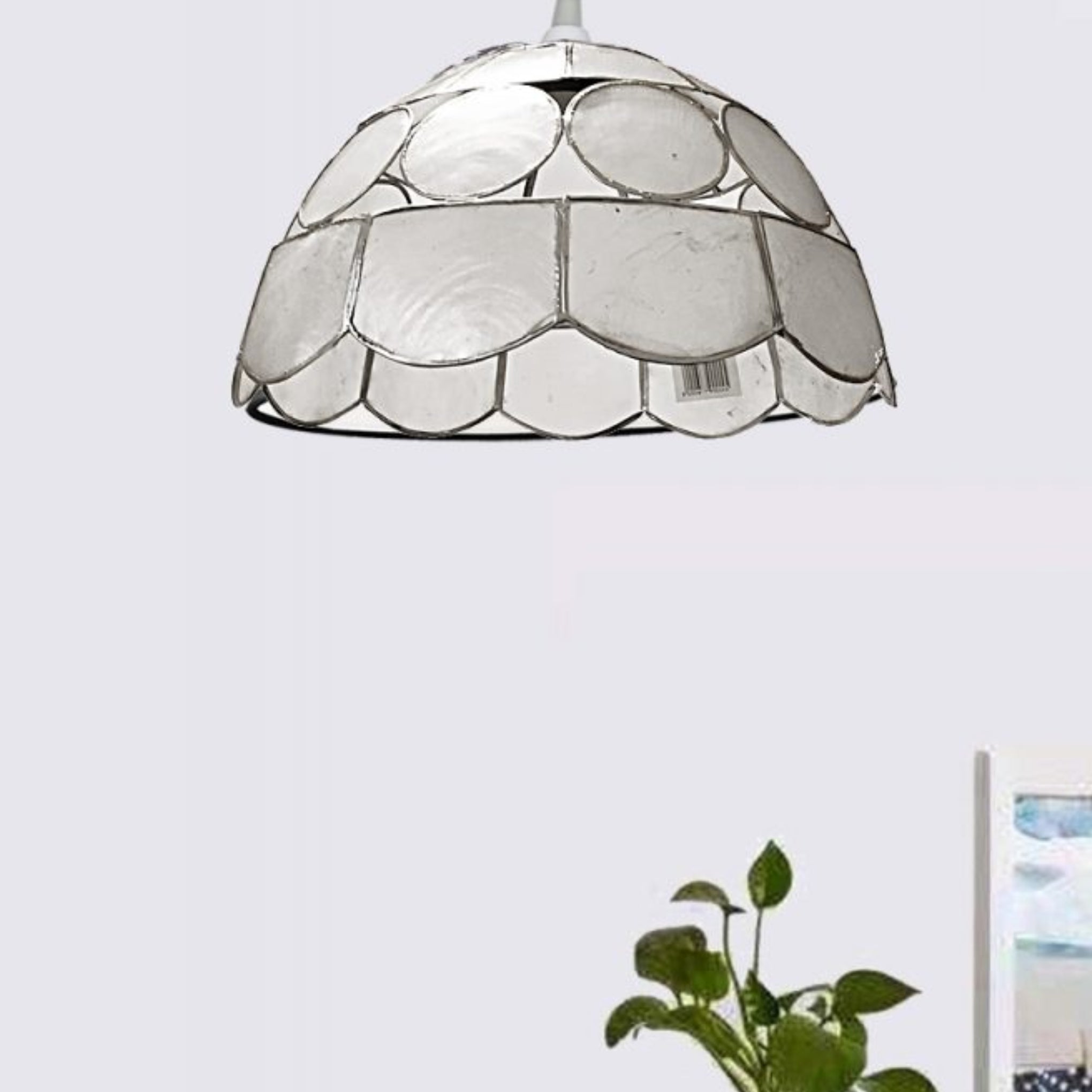 Capiz Shell Ceiling Pendant Shade – 25cm Natural Shell, Silver Frame, Dual Shade Ring