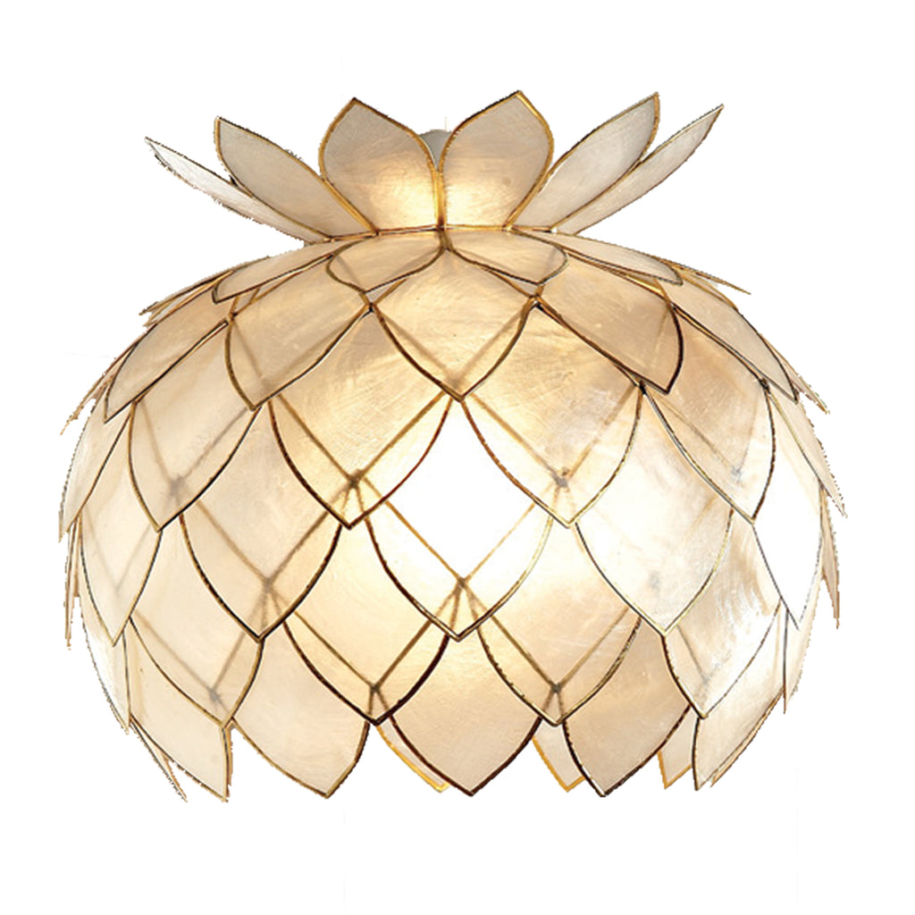 Stylish White/Gold Natural Capiz Shell Artichoke Ceiling Light Fitting Pendant Shade