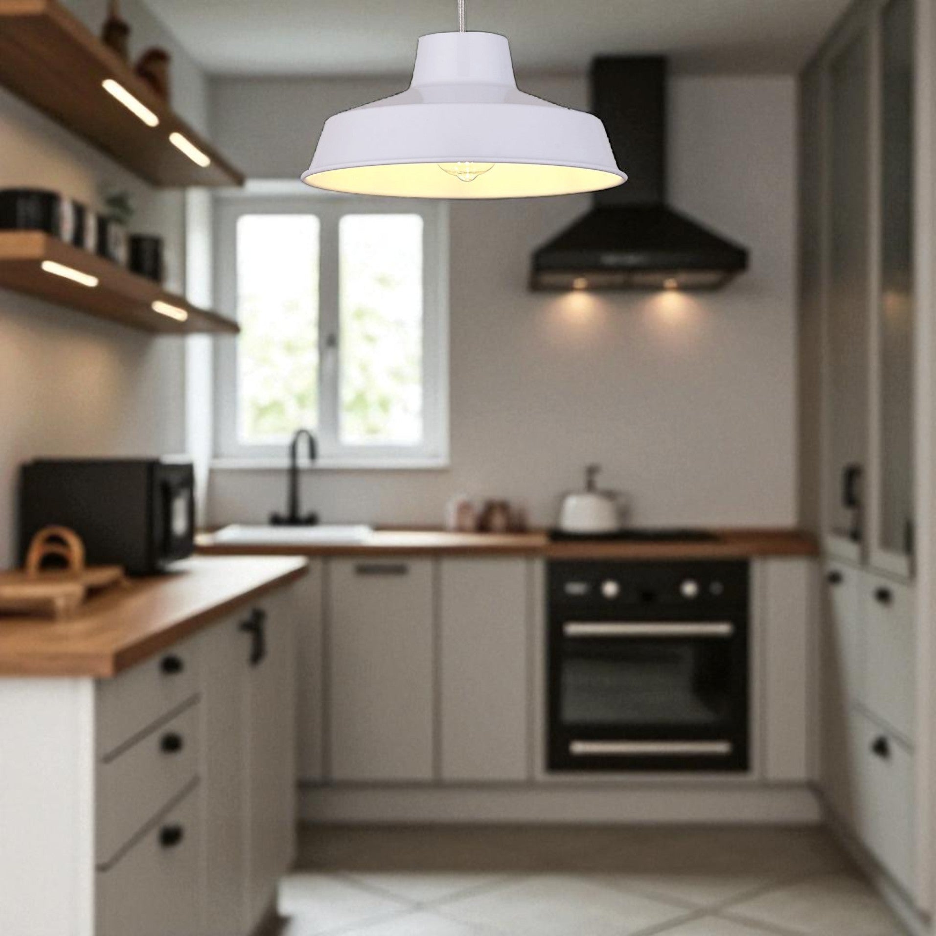 Classic Metal Pluto Lampshade Pendant Shade 30cm (12inch) (White)