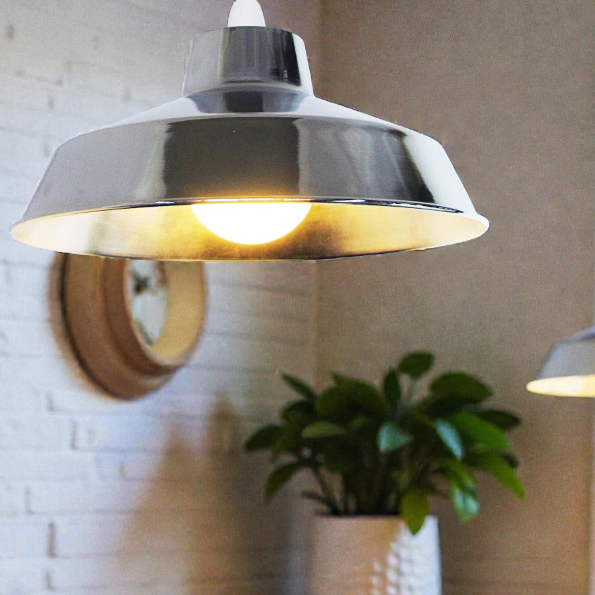 Classic Metal Pluto Lampshade Pendant Shade 30cm (12inch) (Chrome) Metallic Finish