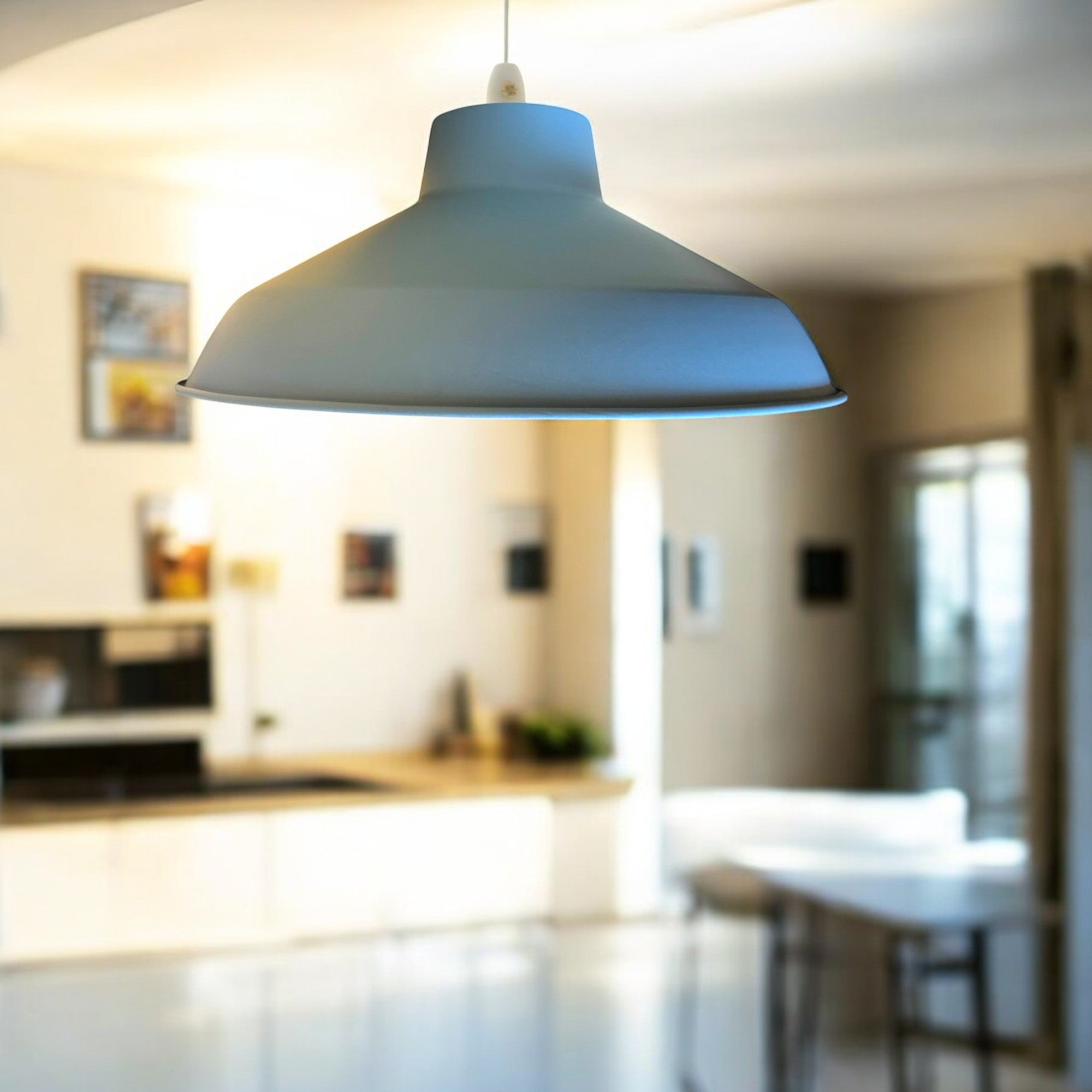 Classic Metal Pluto Lampshade Pendant Shade 35cm (14inch) (Light Blue)