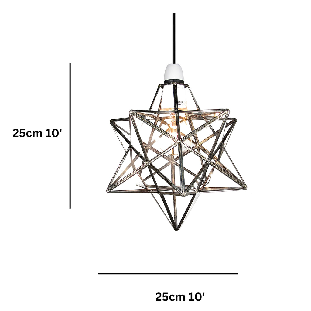 Clear Star Pendant in Brass 23cm Diameter