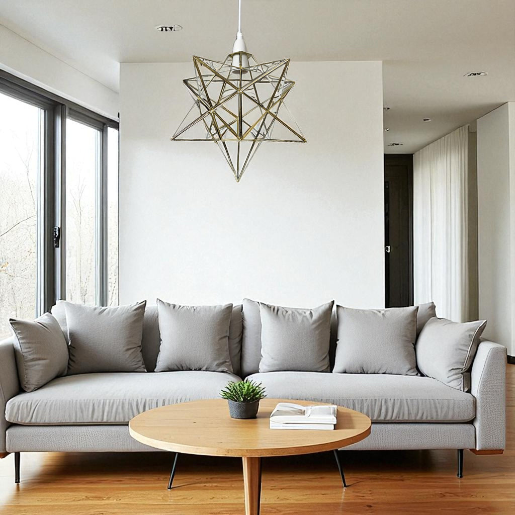 Clear Star Pendant in Brass 30cm Diameter