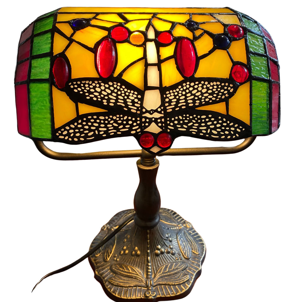 Tiffany Style Dragonfly Bankers Lamp