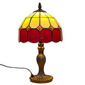 Red Beige Tiffany Bistro 20cm Diameter Table Lamp Complete