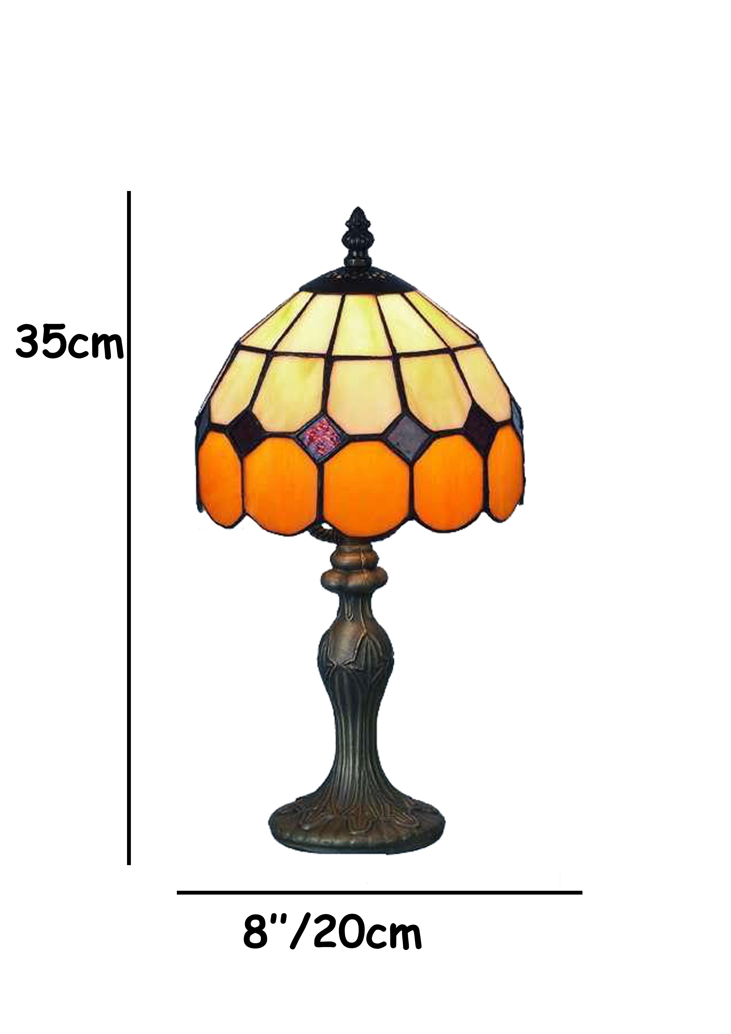Beige Brown Tiffany Bistro 20cm Diameter Table Lamp Complete