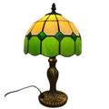 Beige Green Tiffany Bistro 20cm Diameter Table Lamp Complete