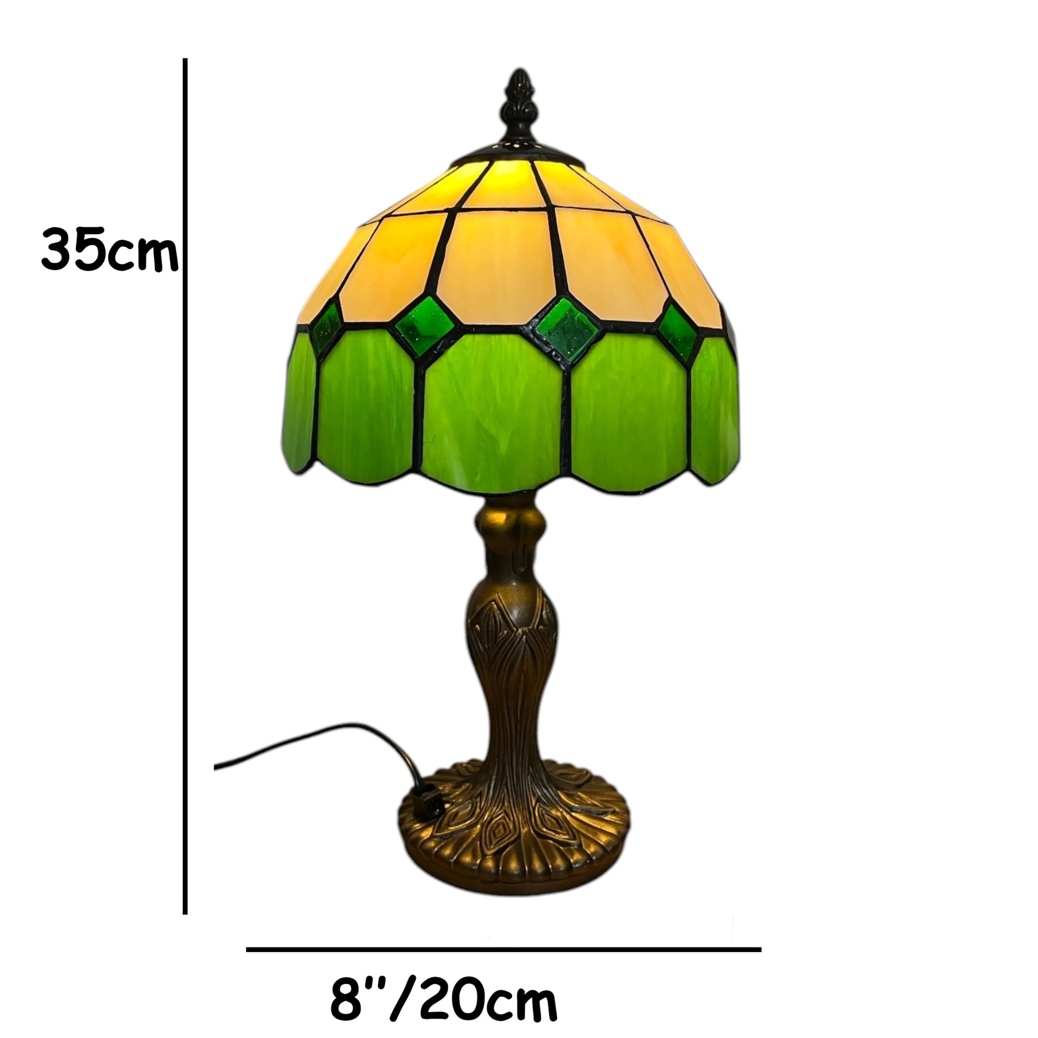 Beige Green Tiffany Bistro 20cm Diameter Table Lamp Complete