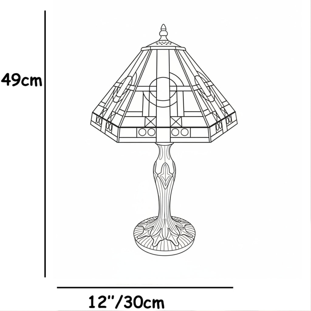 Aztec Tiffany Stained Glass Table Lamp - 12 inch Diameter