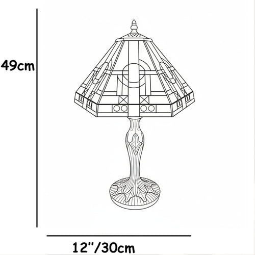 Aztec Tiffany Stained Glass Table Lamp - 12 inch Diameter