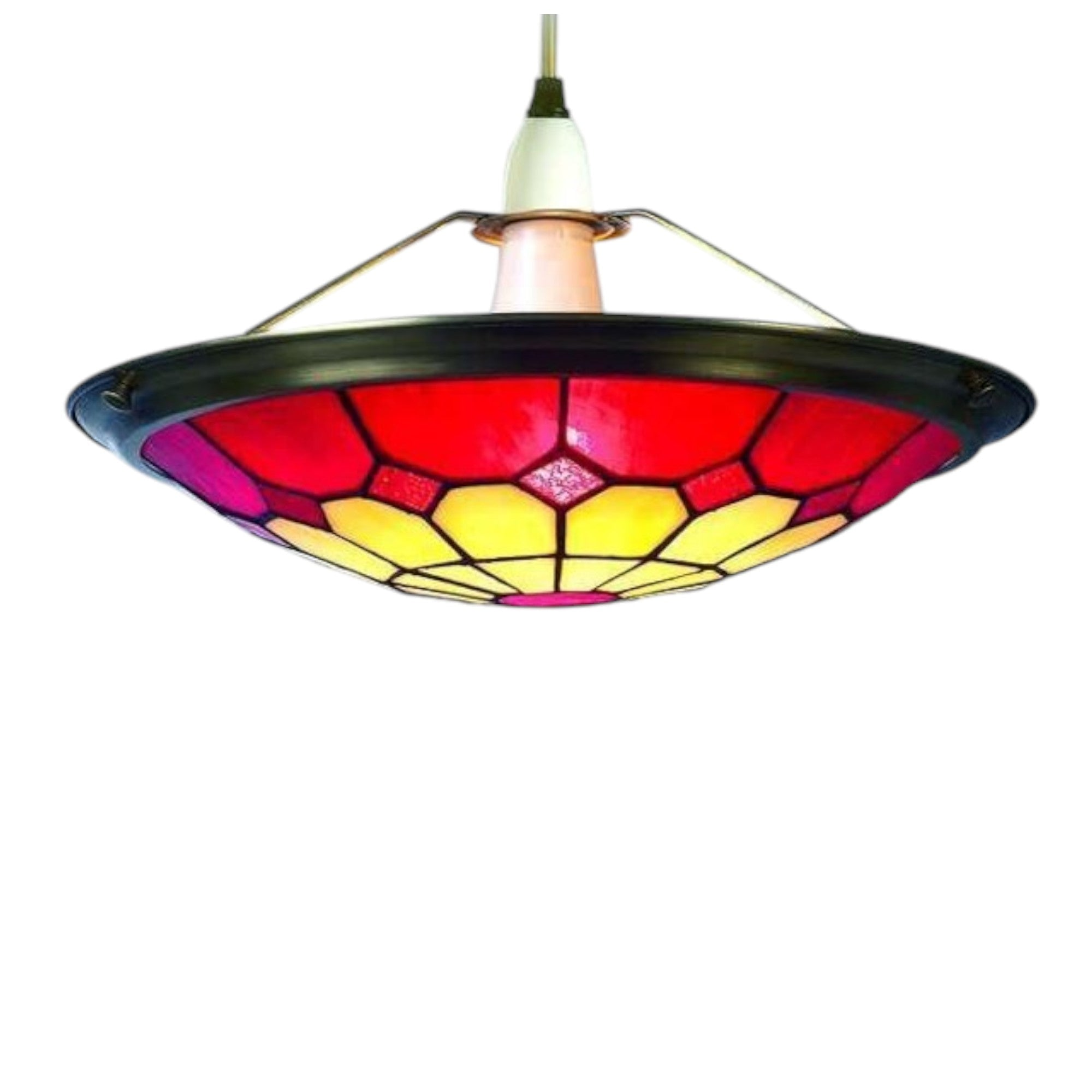 35cm Tiffany Glass Bistro Uplighter Pendant Easyfit - (Red)