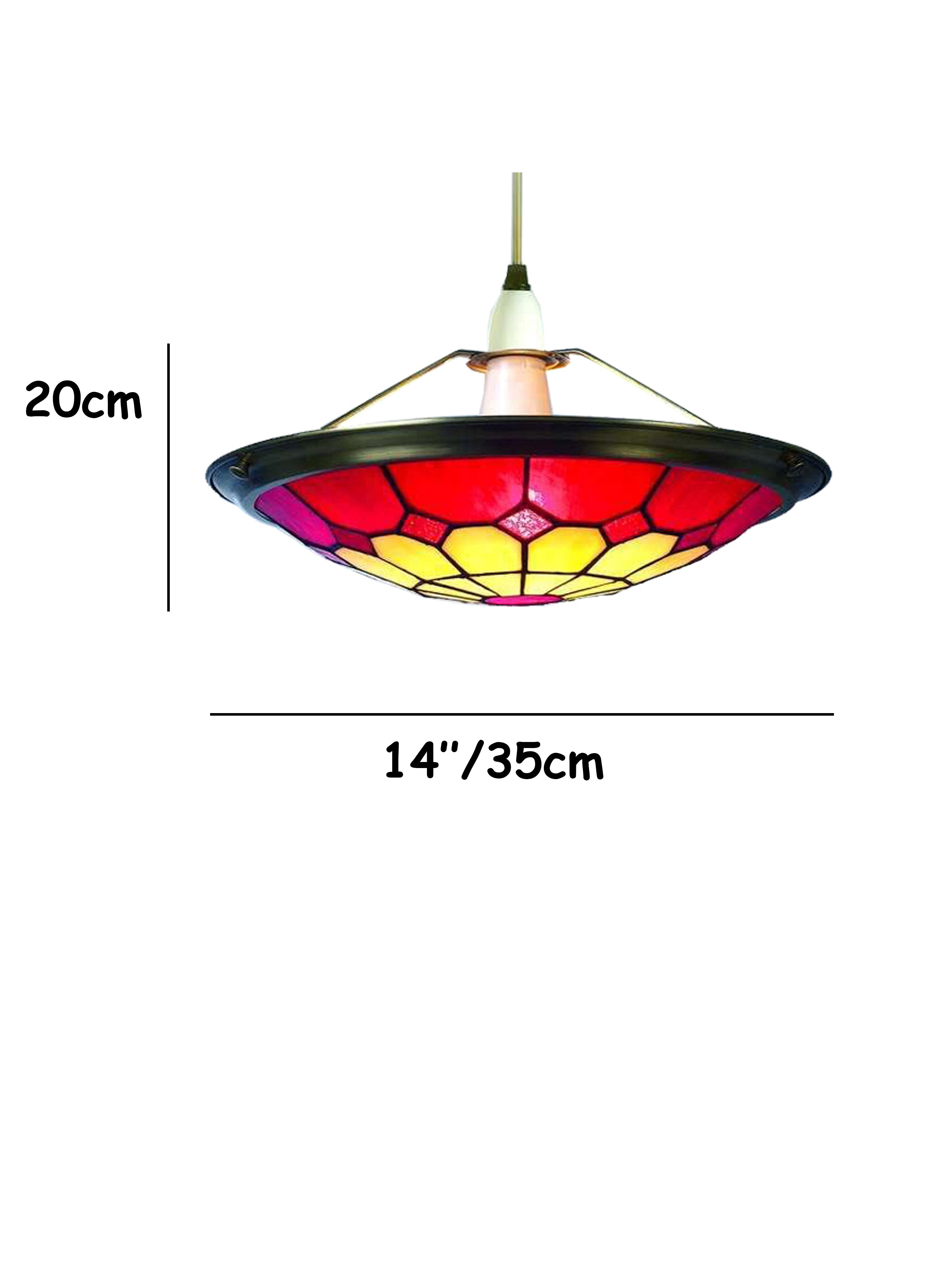 35cm Tiffany Glass Bistro Uplighter Pendant Easyfit - (Red)