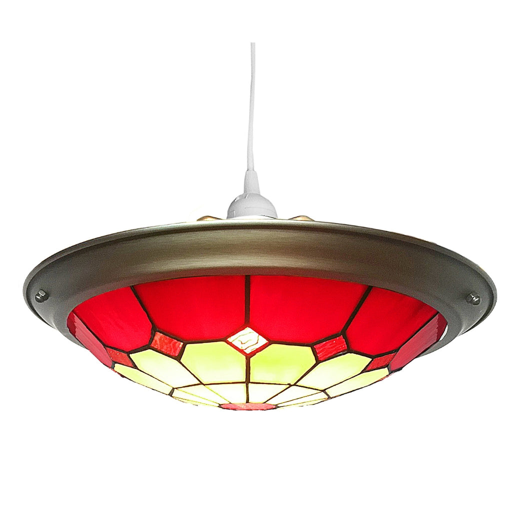 35cm Tiffany Glass Bistro Uplighter Pendant Easyfit - (Red)