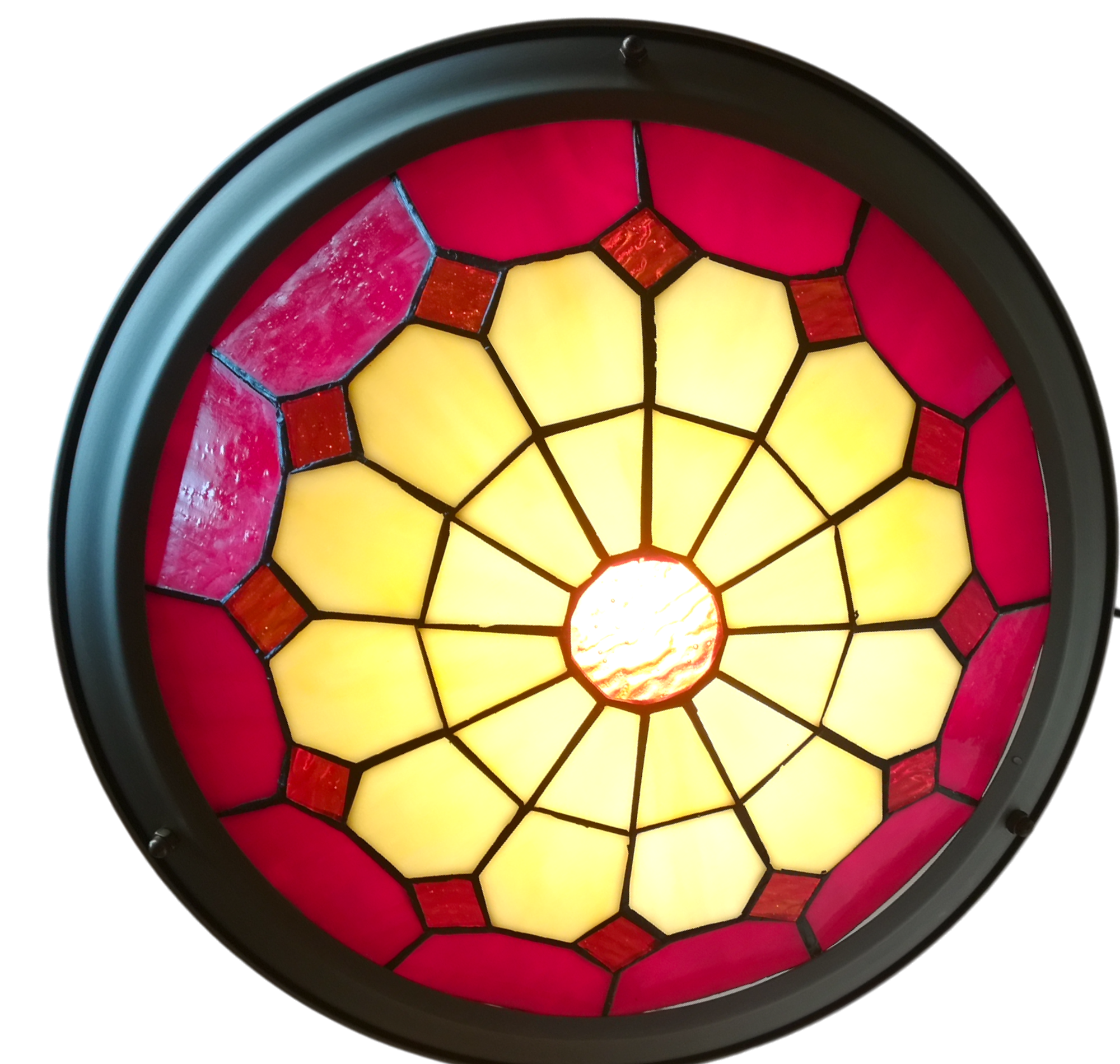 35cm Tiffany Glass Bistro Uplighter Pendant Easyfit - (Red)