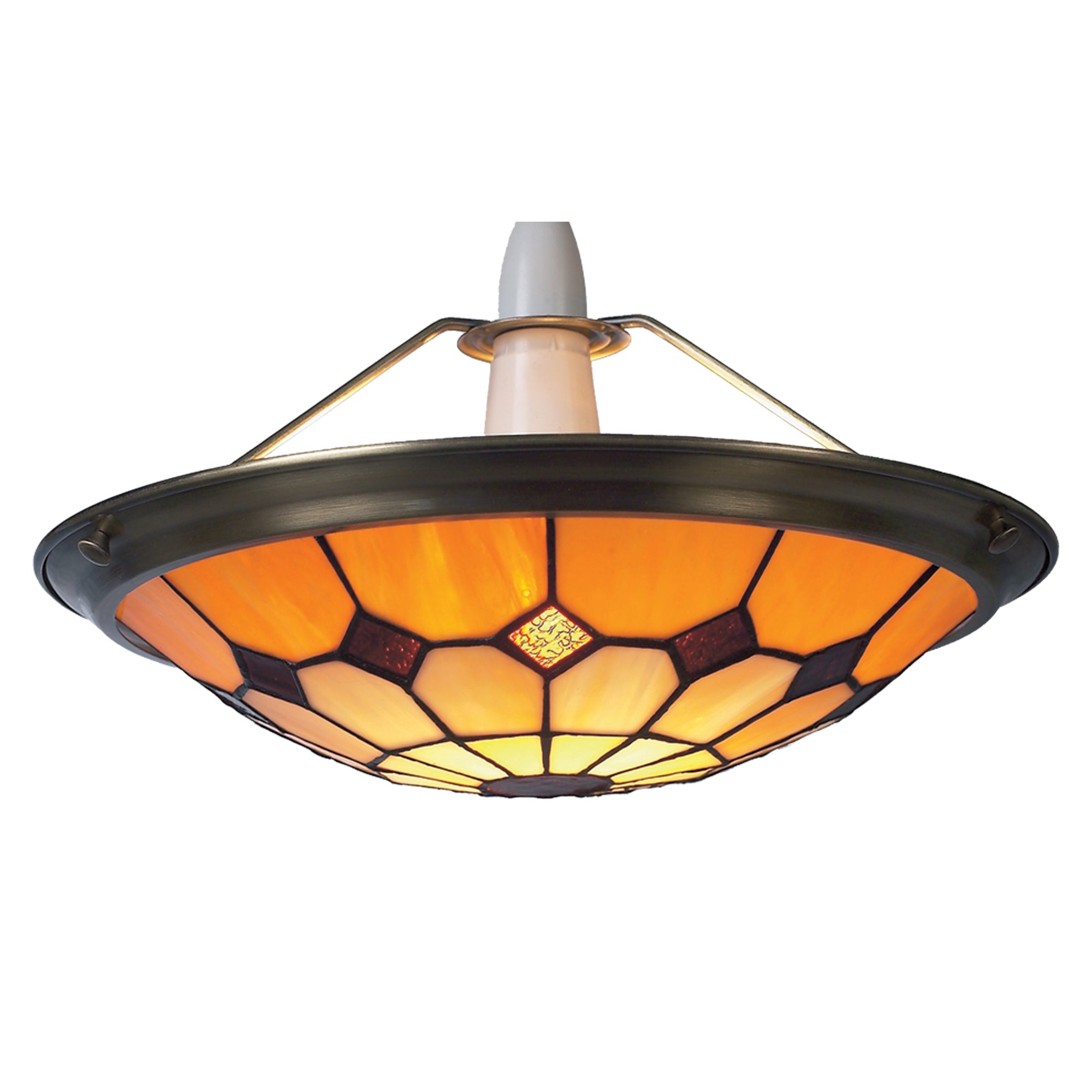 35cm Tiffany Glass Bistro Uplighter Pendant Easyfit - (Brown)