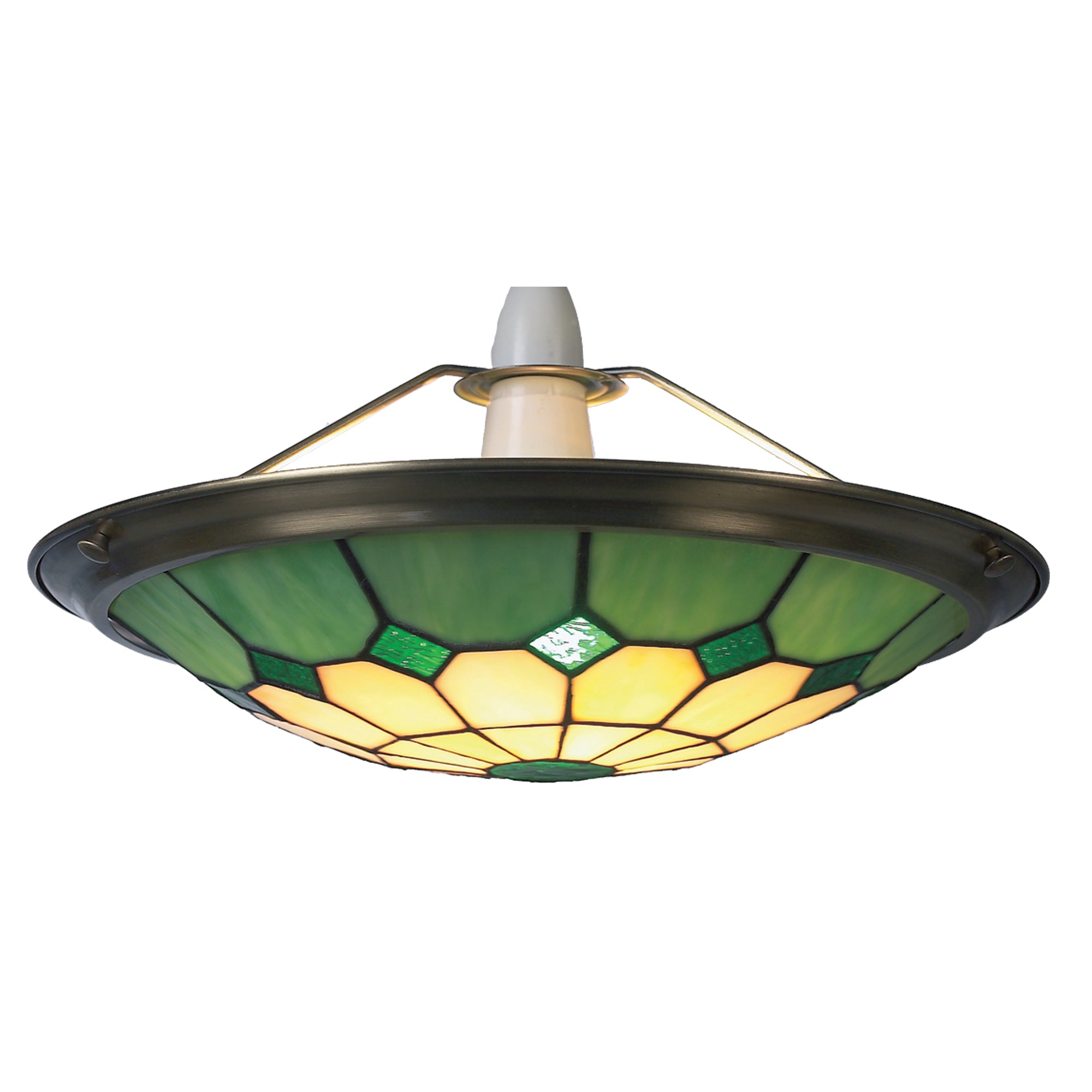 35cm Tiffany Glass Bistro Uplighter Pendant Easyfit - (Green)