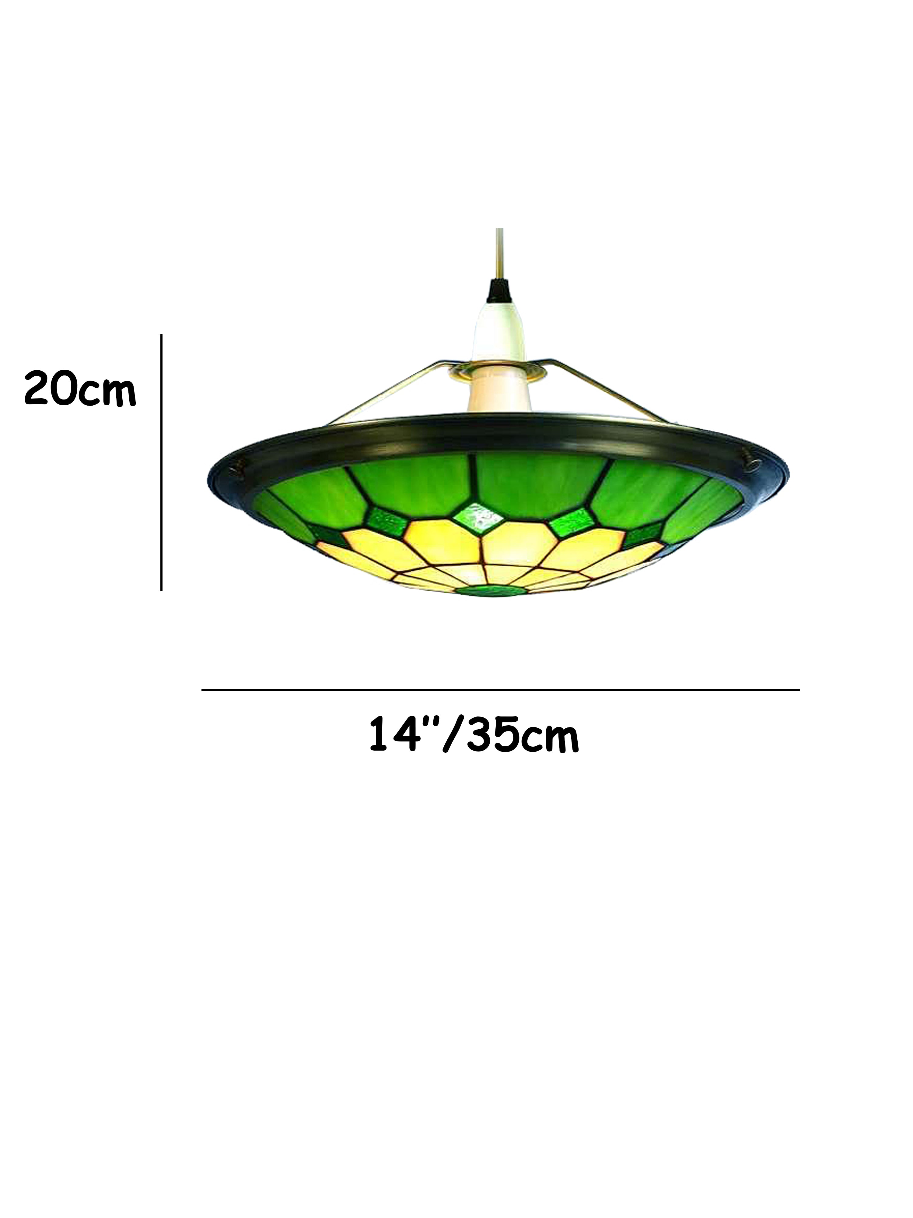 35cm Tiffany Glass Bistro Uplighter Pendant Easyfit - (Green)
