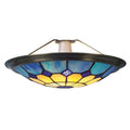35cm Tiffany Glass Bistro Uplighter Pendant Easyfit - (Blue)