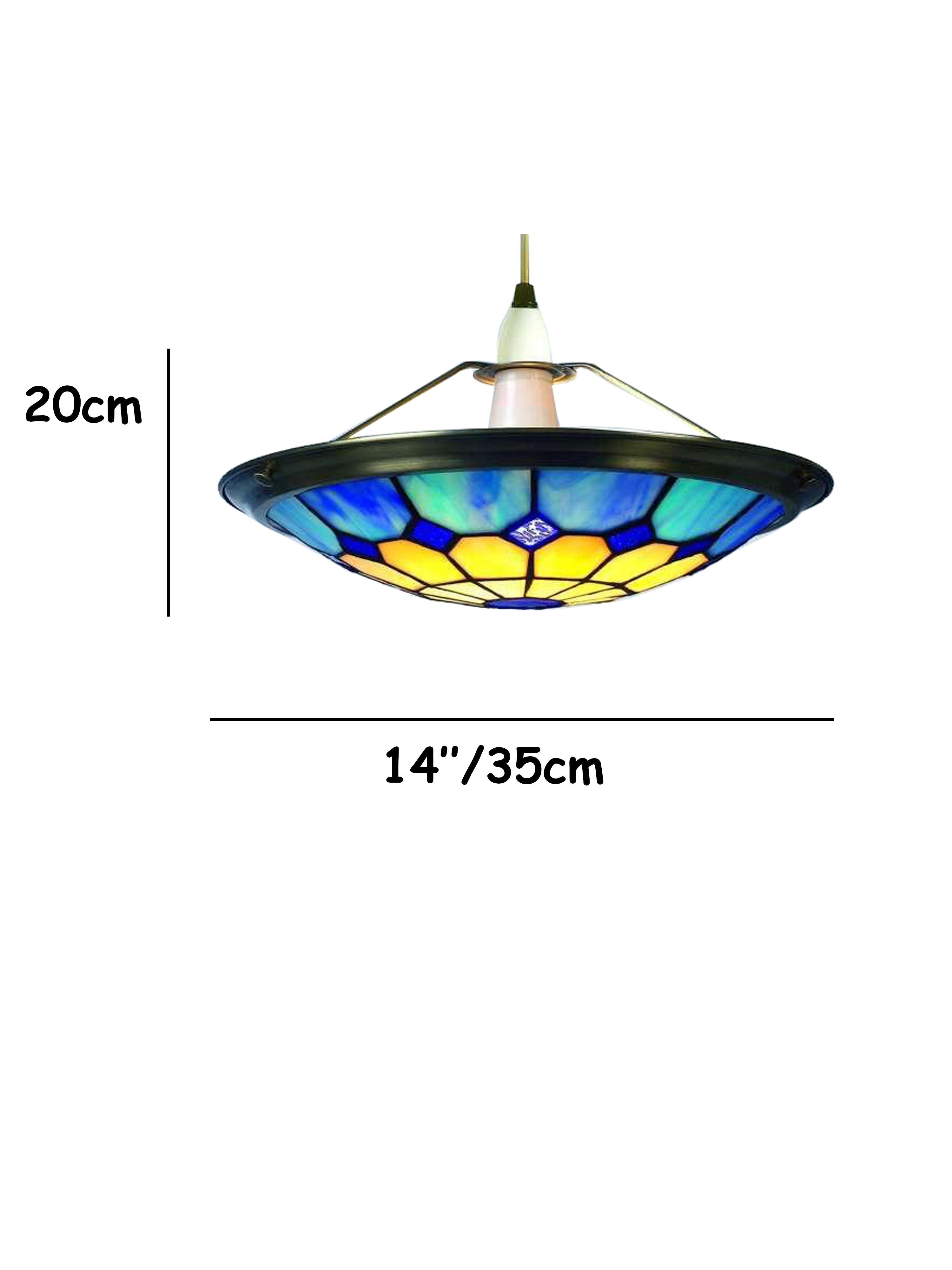 35cm Tiffany Glass Bistro Uplighter Pendant Easyfit - (Blue)