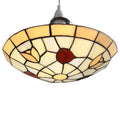 Stained Glass Easyfit Uplighter Pendant Lampshade, 30cm Tulip Design – Beige & Red