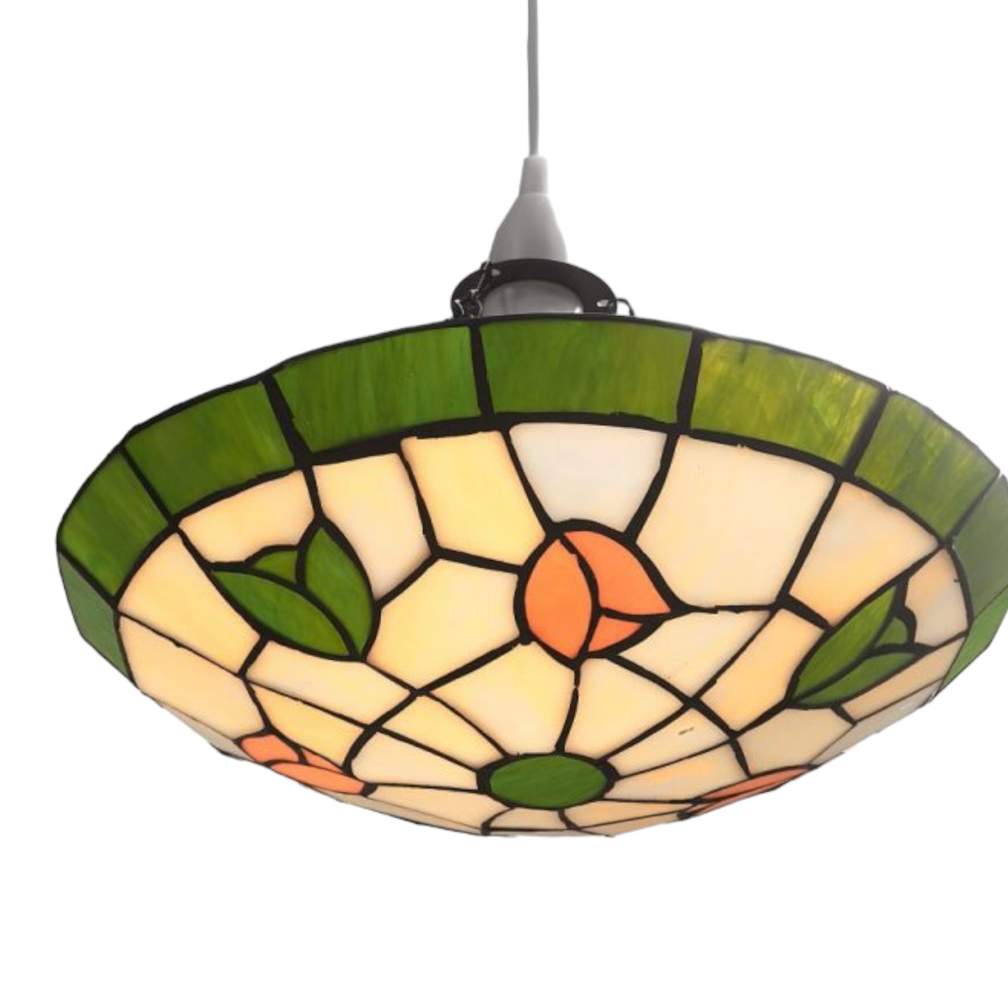 Stained Glass Easyfit Uplighter Pendant Lampshade, 30cm Tulip Design – Tiffany Style Ceiling Light Shade