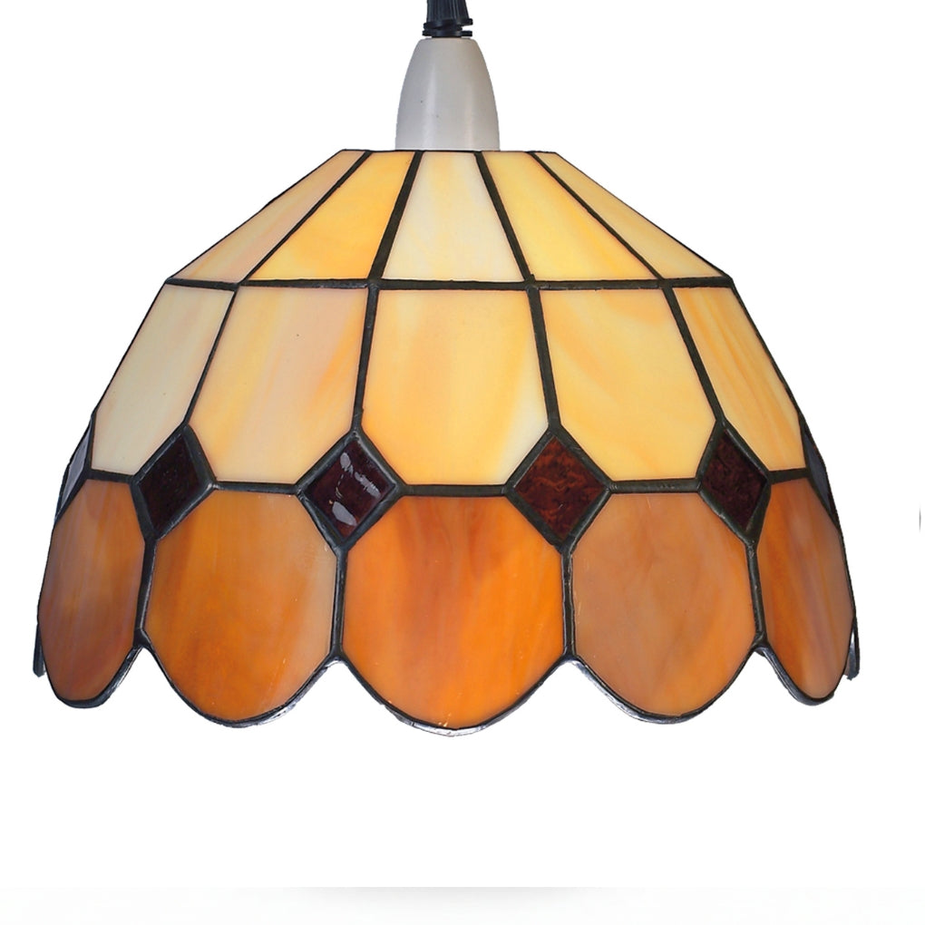 Easy-Fit Bistro Tiffany Stained Glass Shade - Brown/Beige