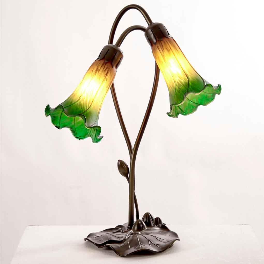 Loxton Lighting 2 Light Glass Harlequin Lily Table Lamp (L018AG)